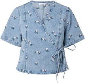 PCFLORA SS WRAP EMB SHIRT DNM D2D