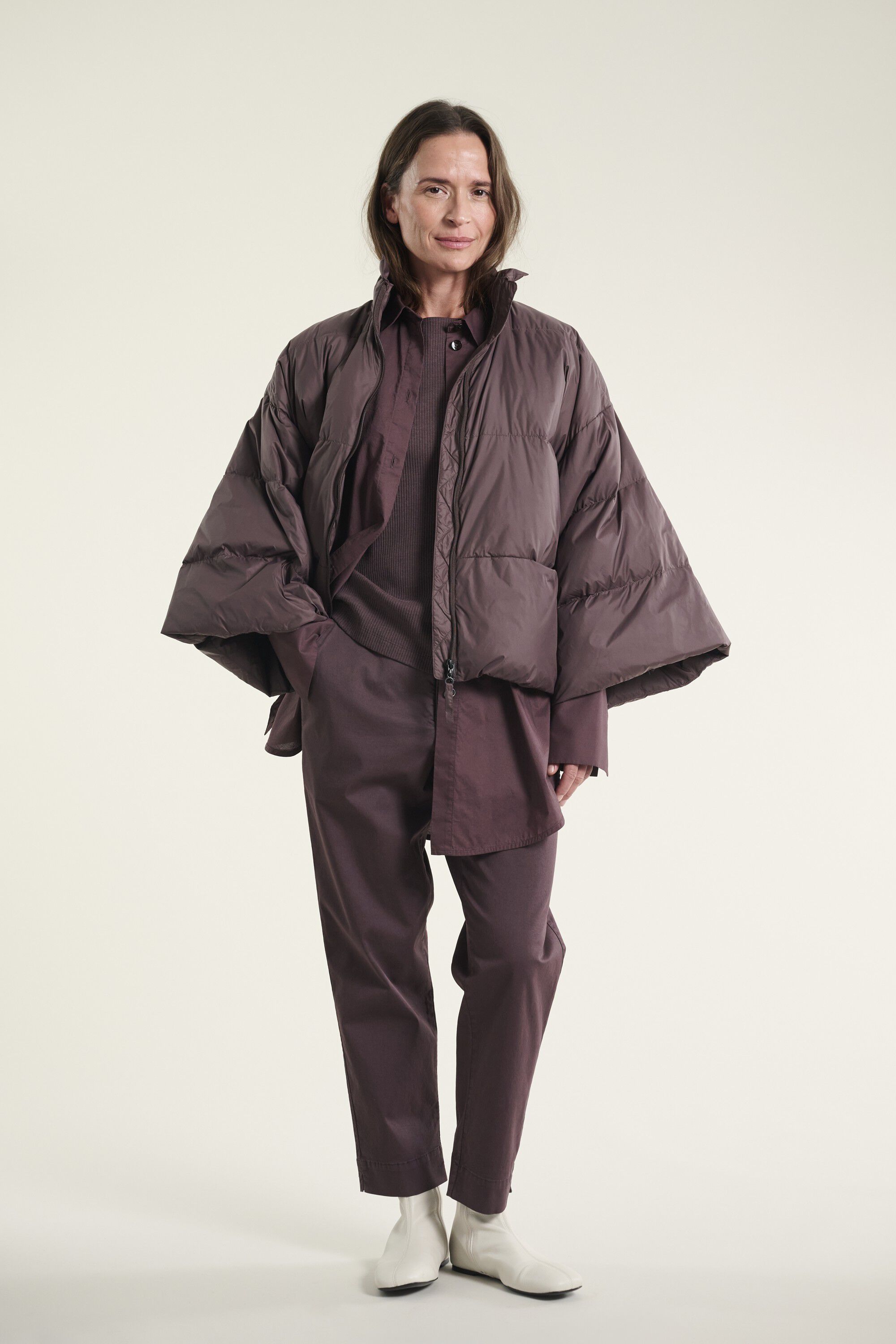 Feather down jakke med krave