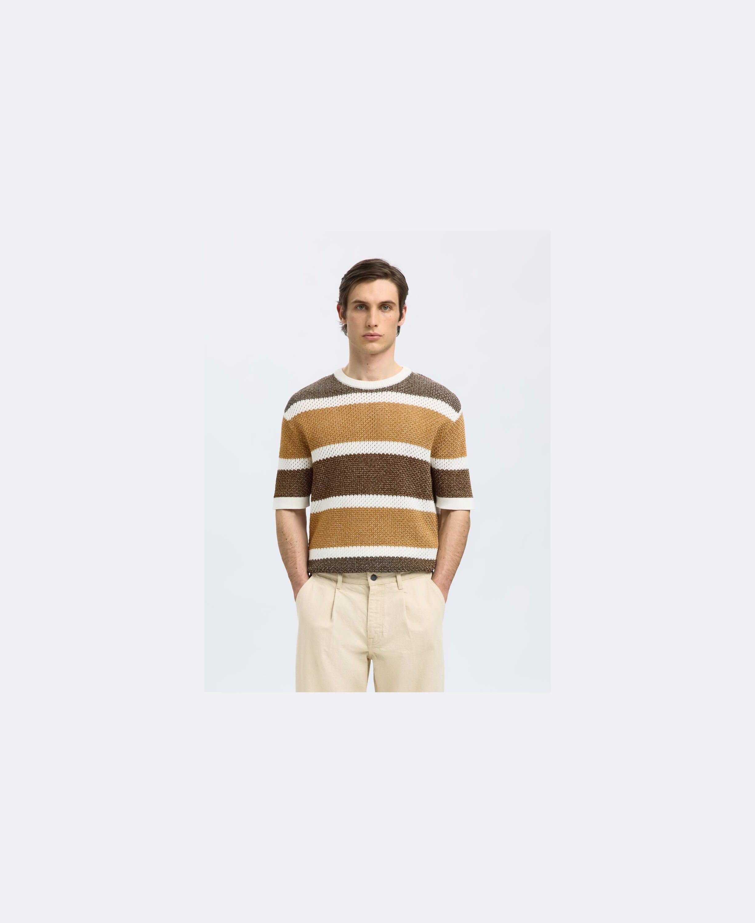 SLHGINGER SS KNIT RELAXED STRIPE TE