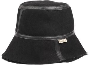 NANGA - DOUBLE FACE SHEARLING HAT WITH LEATHER DETAILS