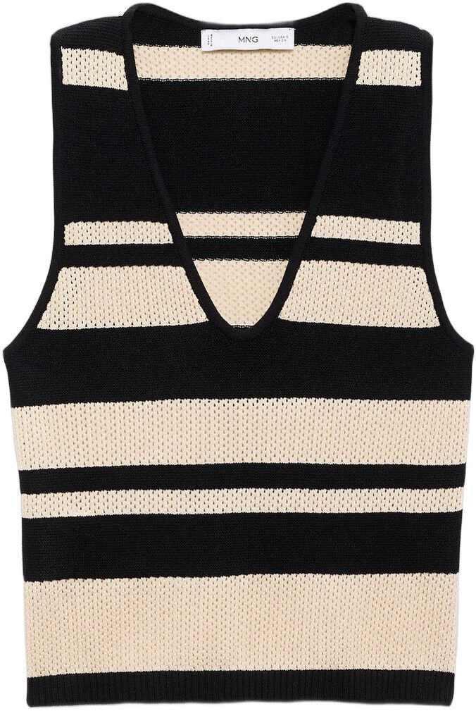 Striped knit top with V-neck