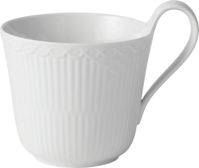 White Fluted Half Lace kopp med högt handtag 33 cl