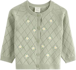 Knitted cardigan with embroidered d
