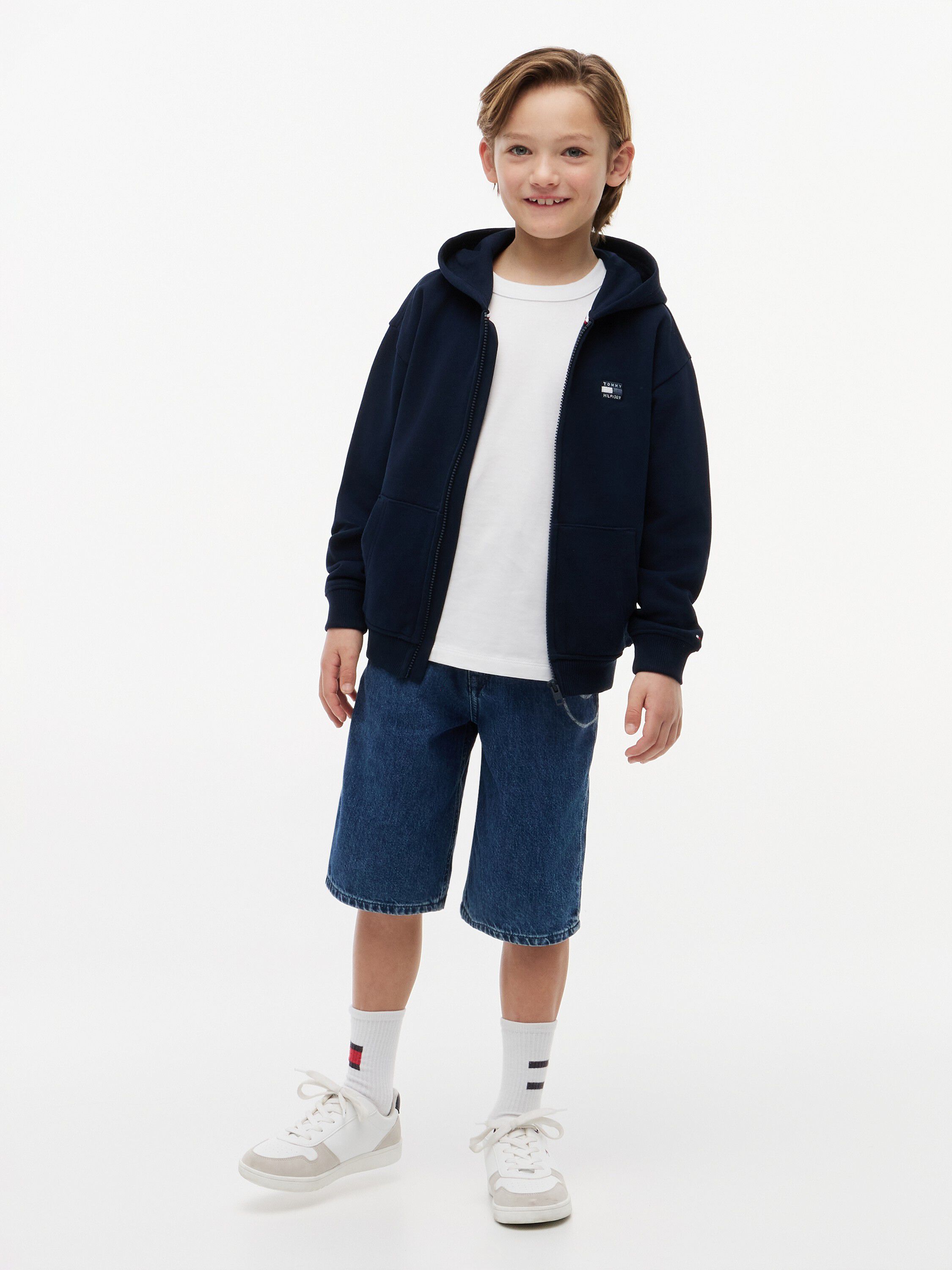 TONAL FLAG ZIP THROUGH HOODIE