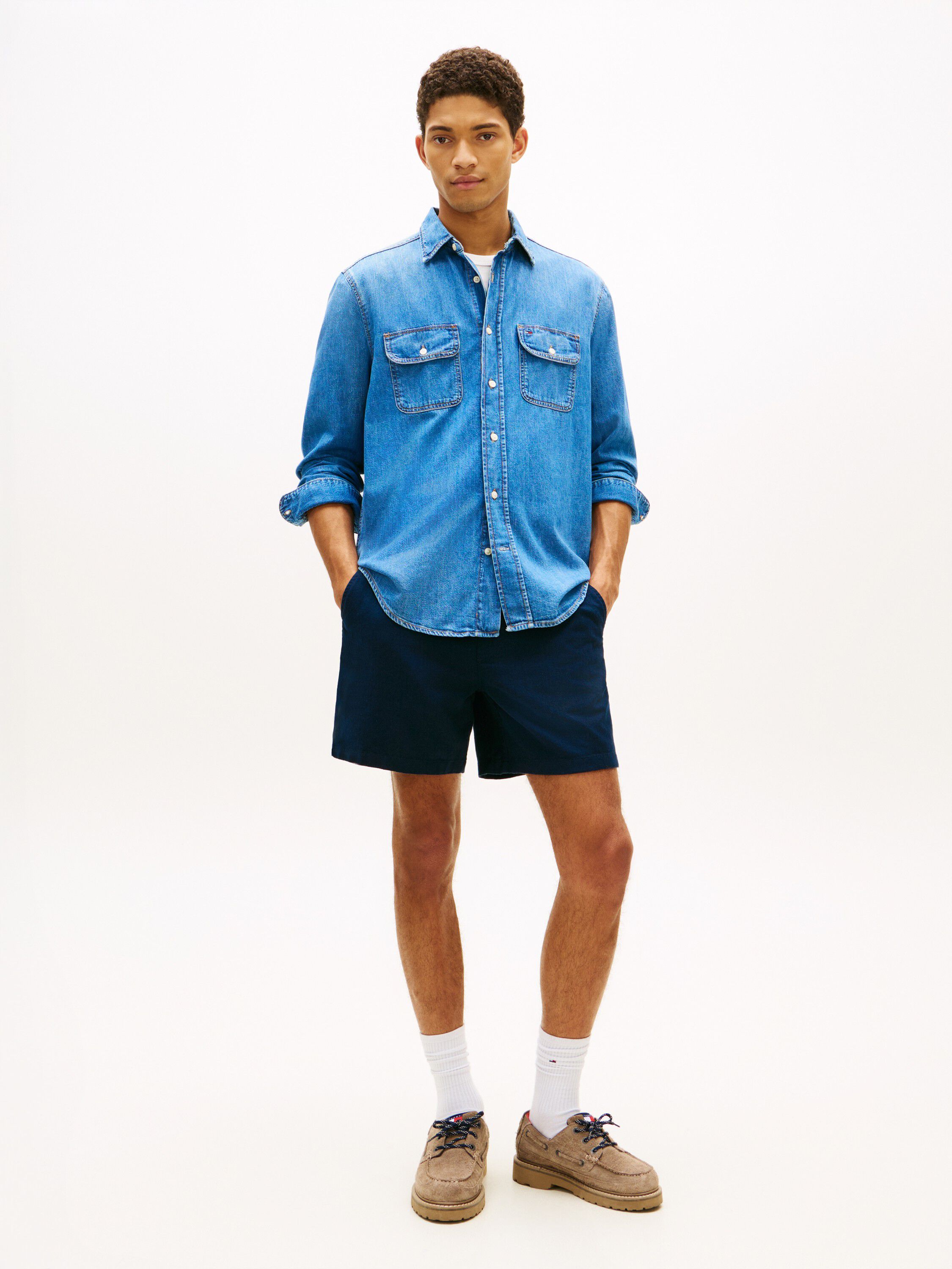 Logo Relaxed Shorts With Linen