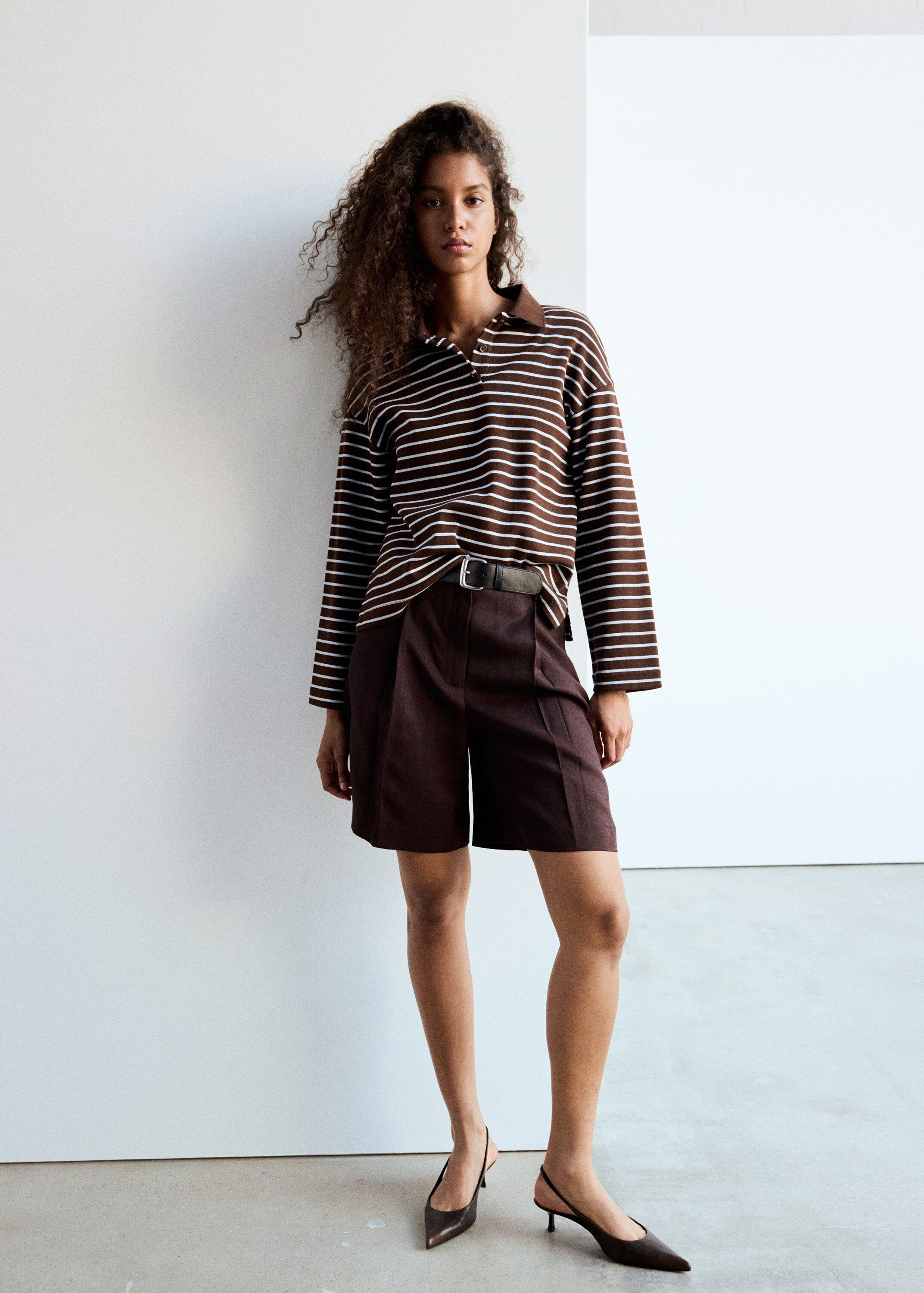 Contrasting stripes cotton polo shi