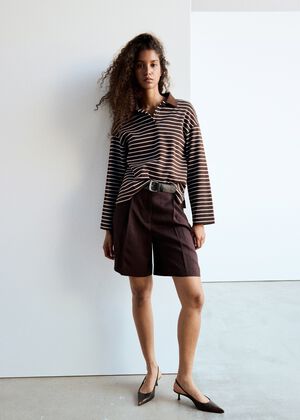 Contrasting stripes cotton polo shi