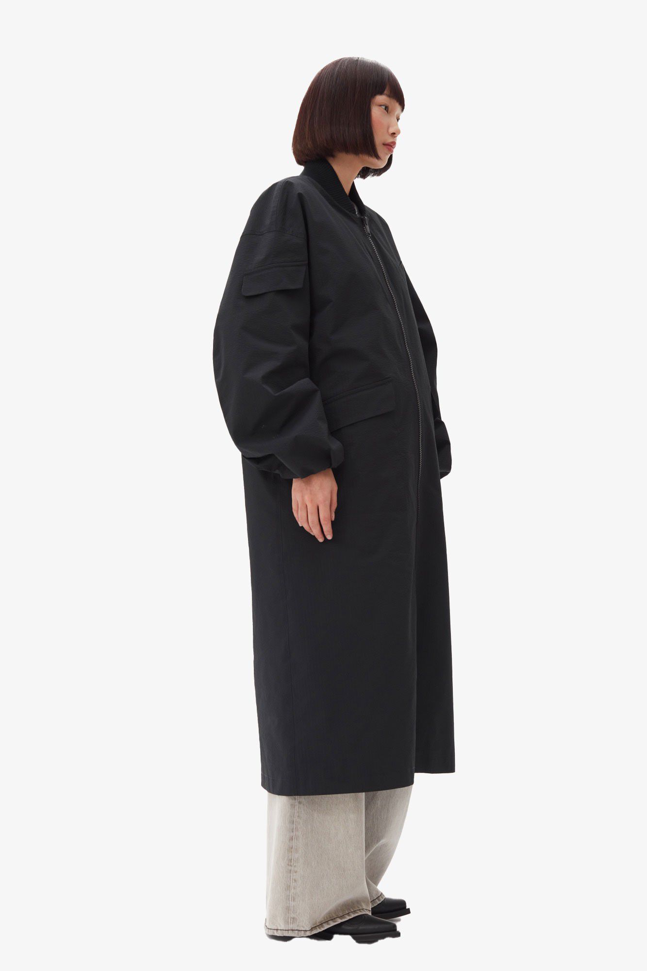 Tech Seersucker Oversized Shell Coa