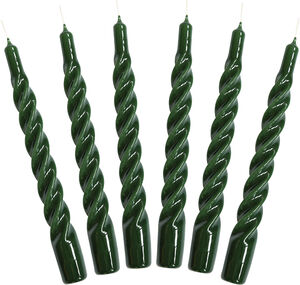 Candles with a Twist, 2,2 cm x 21 cm, Green, 6 stk.