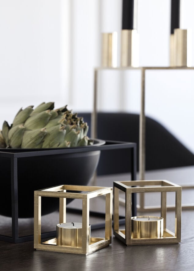 Kubus T, Candle Holder, Gold Plated