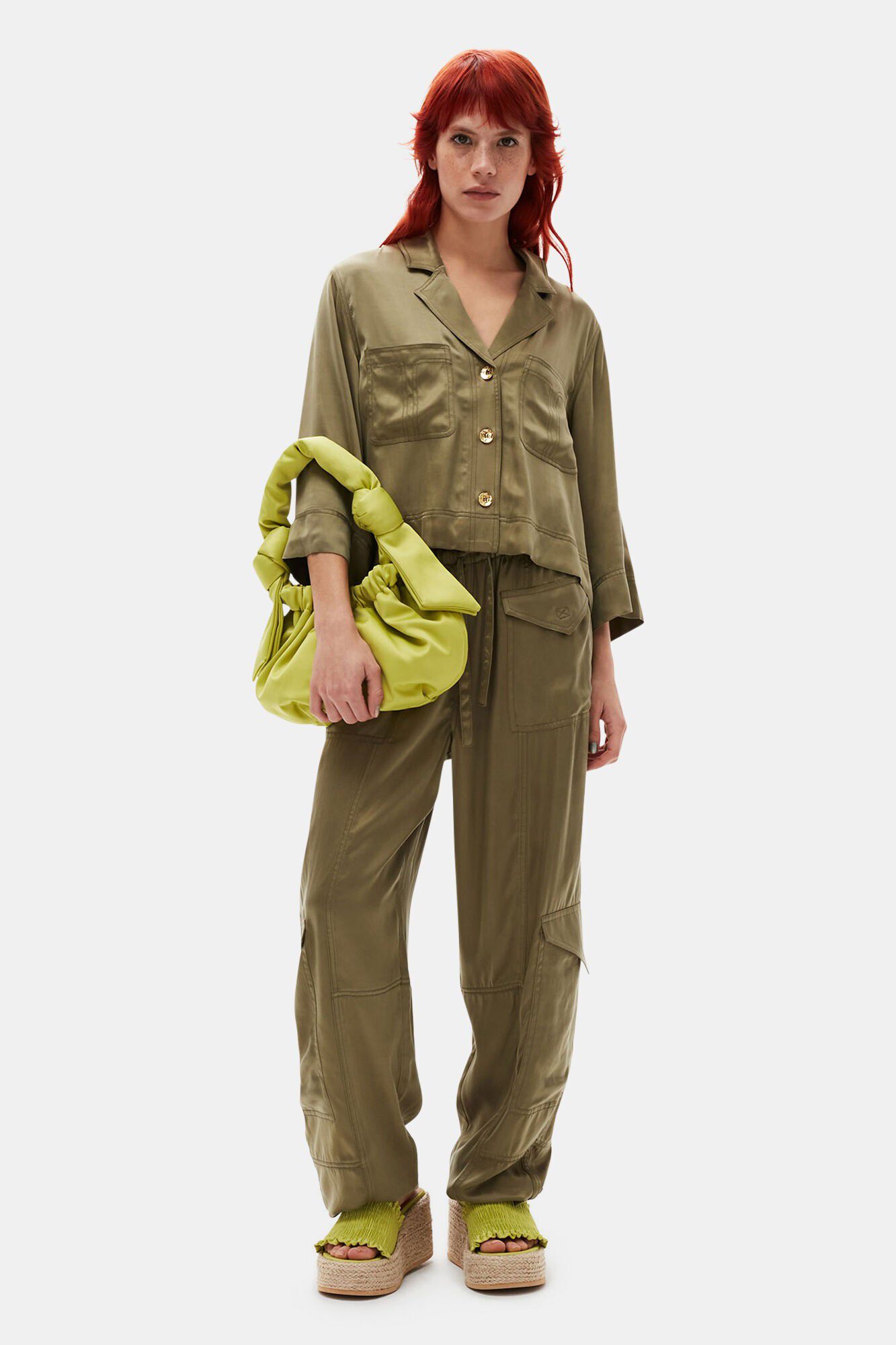 Washed Satin Crop Shirt