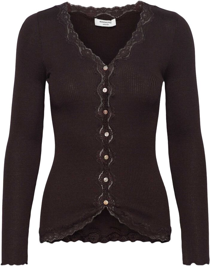 RWBabette Silk LS V-neck Lace Cardigan