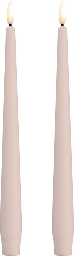 MM LED taper candle, Silk, Slim, Light rose, 2-pack, 23x250 mm