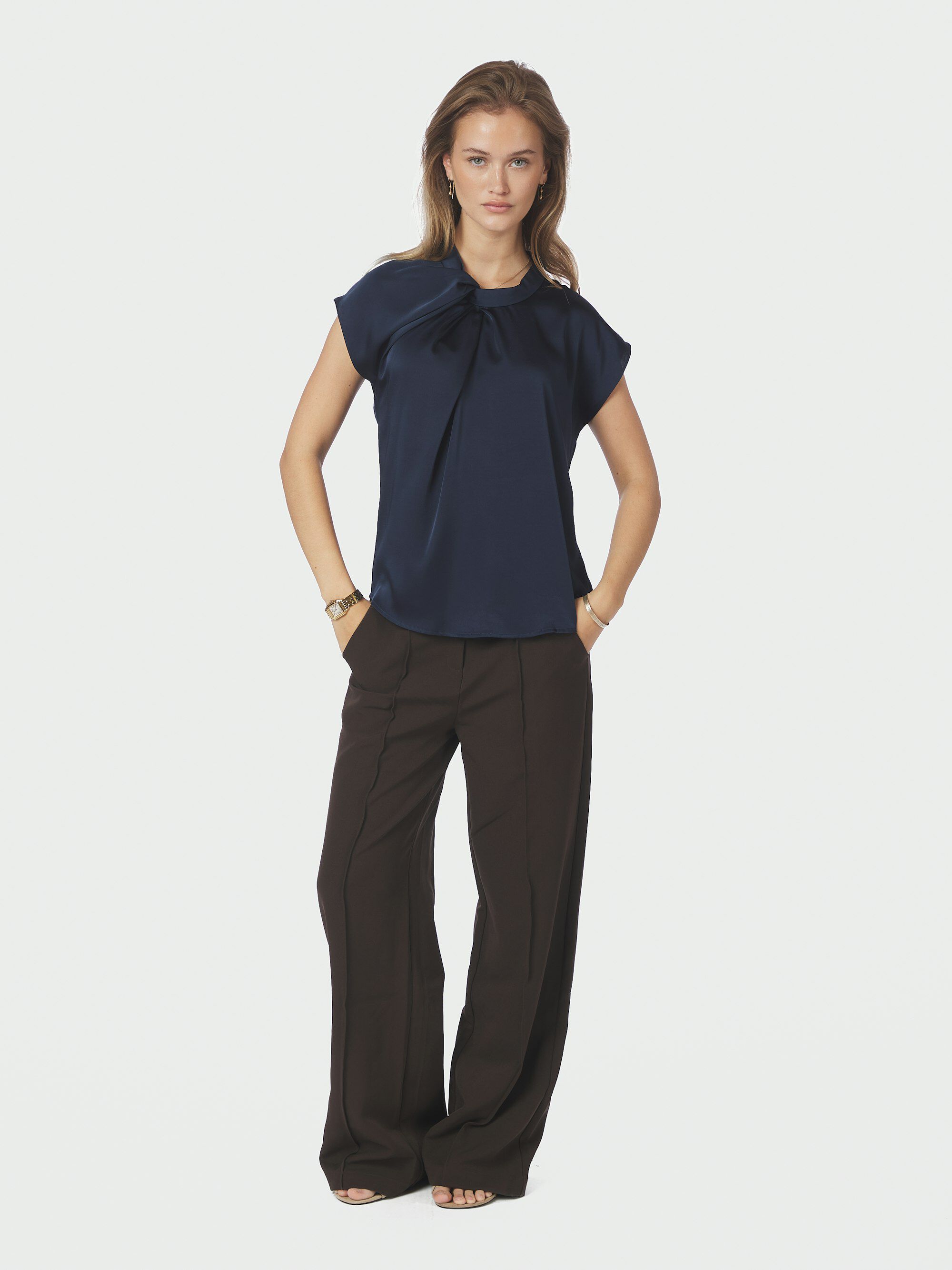 Fleur Drapy Satin Blouse