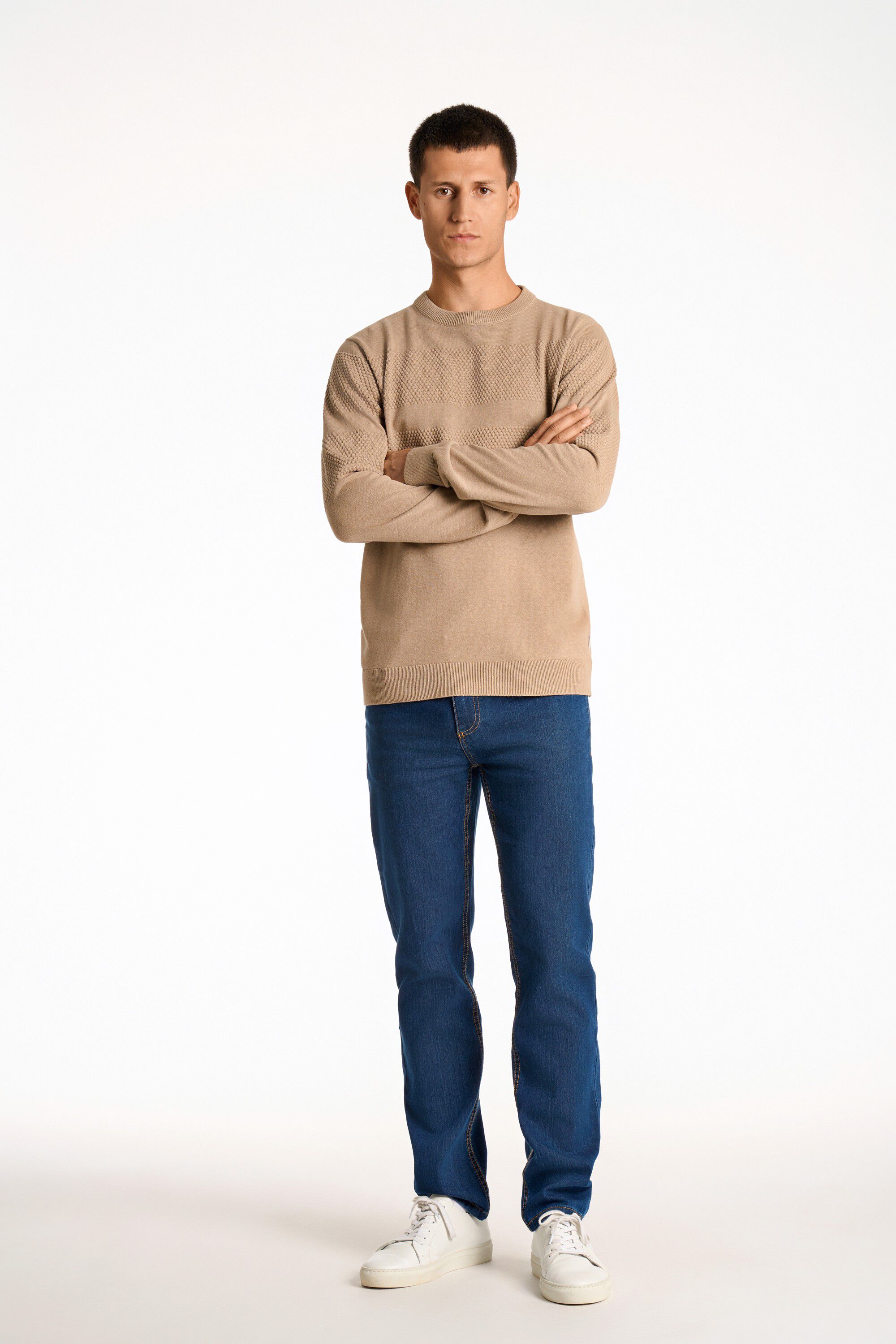 Purl knit o-neck jumper