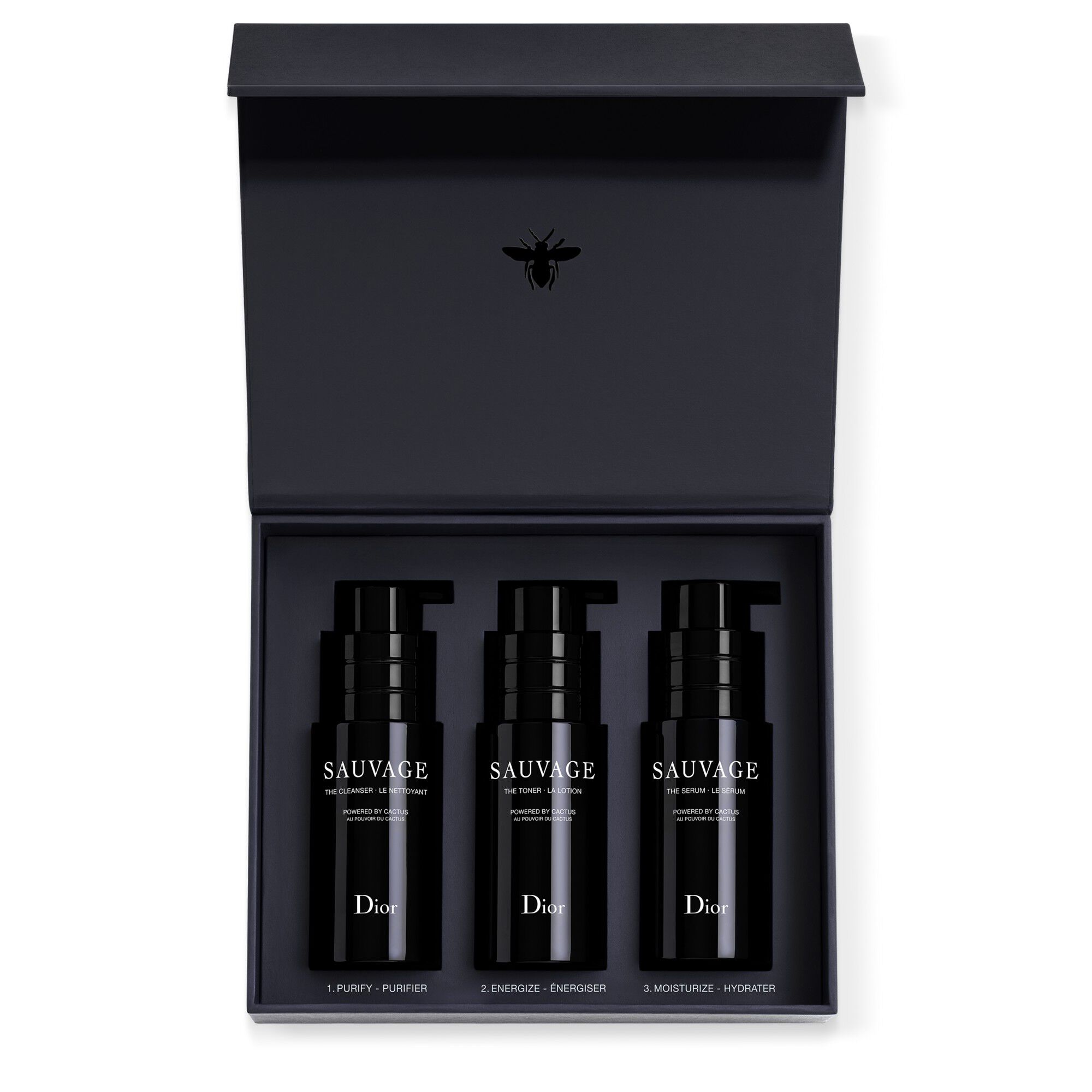 Sauvage Skincare Ritual Kit Cleanser, Toner and Serum Powered by Cactu