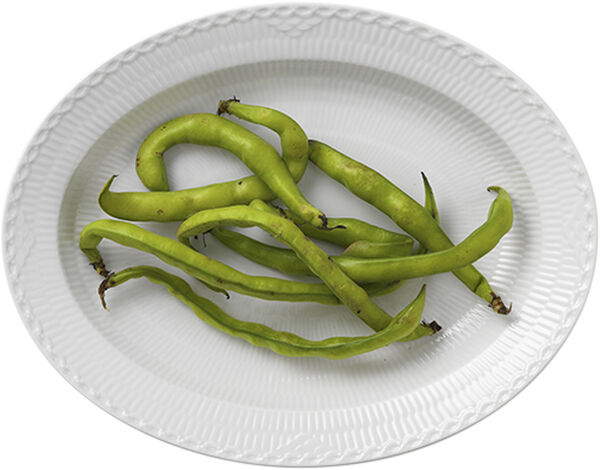 White Fluted Half Lace fat oval 36,5 cm