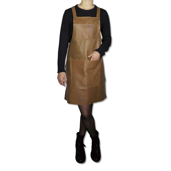 Læderforklæde Suspender Serie Apron Vintage Camel