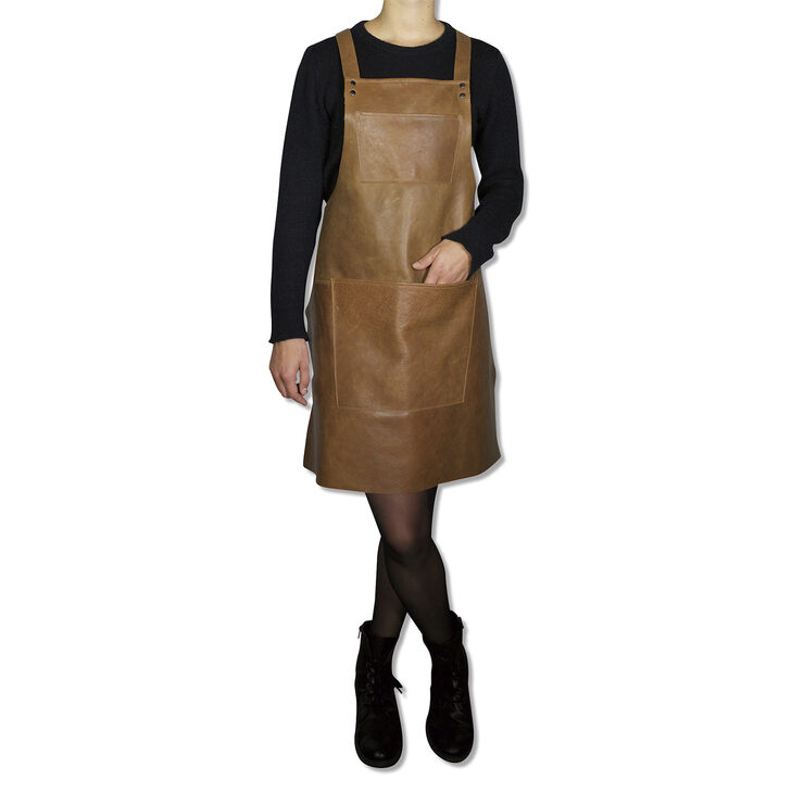 Læderforklæde Suspender Serie Apron Vintage Camel