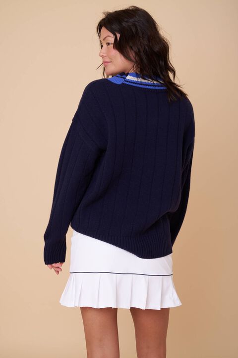 Center Court chunky v-neck sweater - Pearl