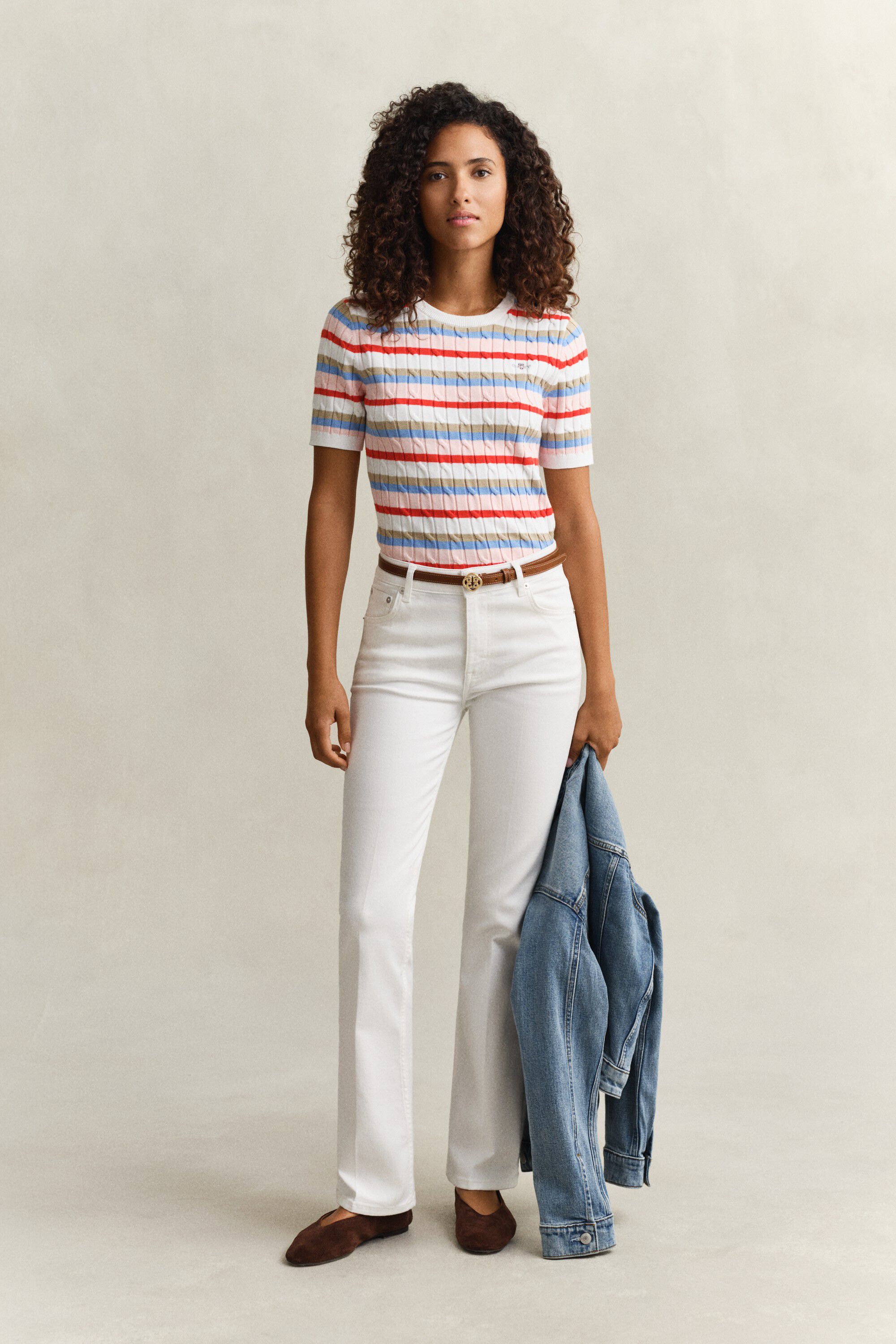 STRETCH COTTON CABLE STRIPE SS