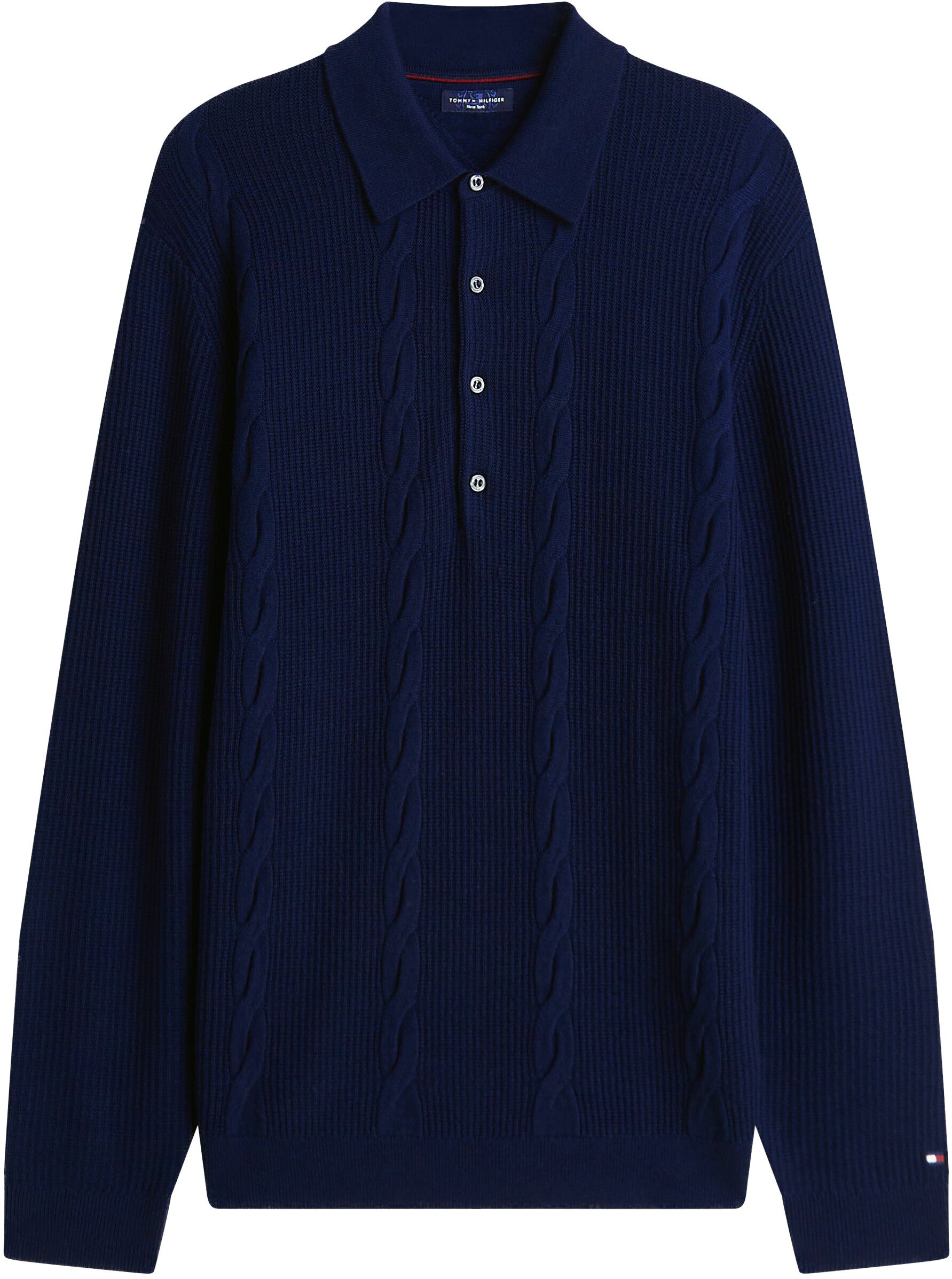 NY WOOL CABLE L/S POLO