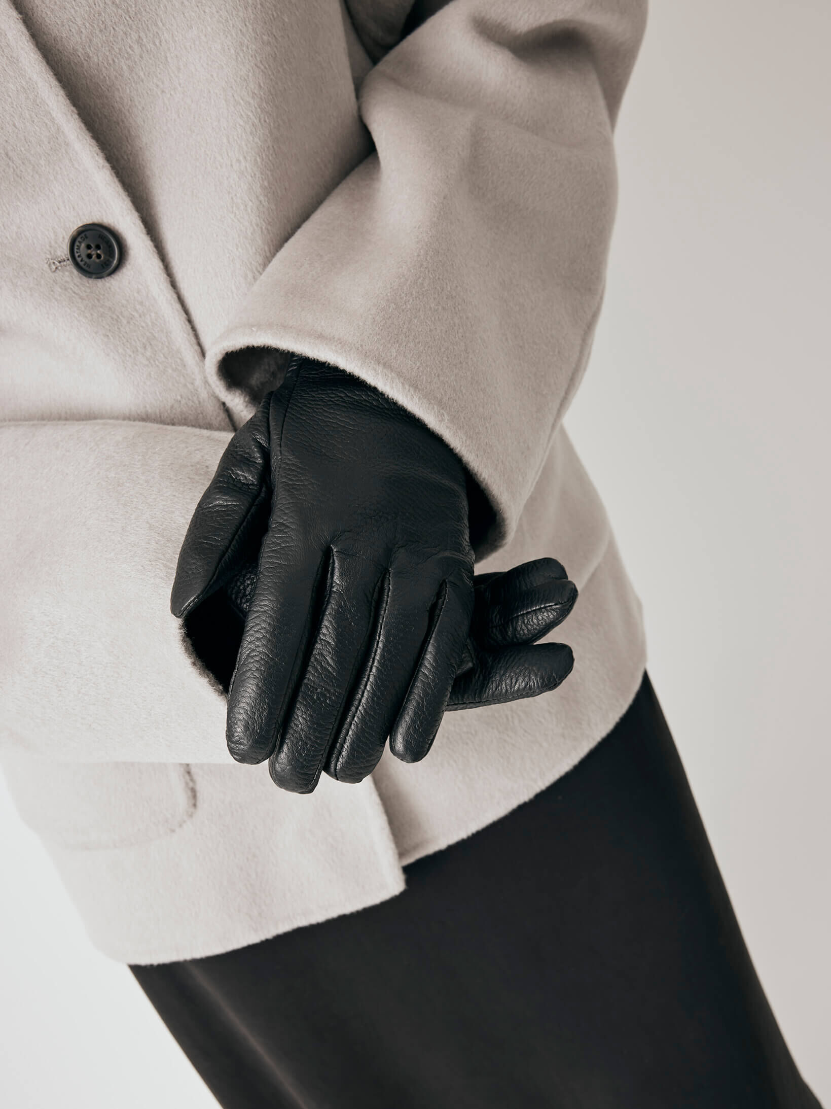 L&aelig;derhandsker med uld