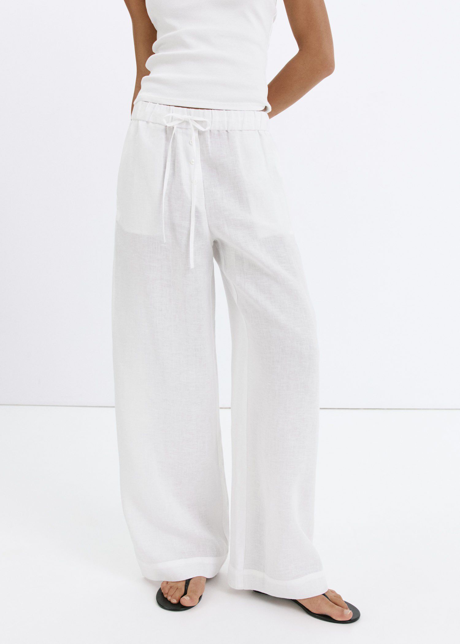 Linen wide-leg trousers