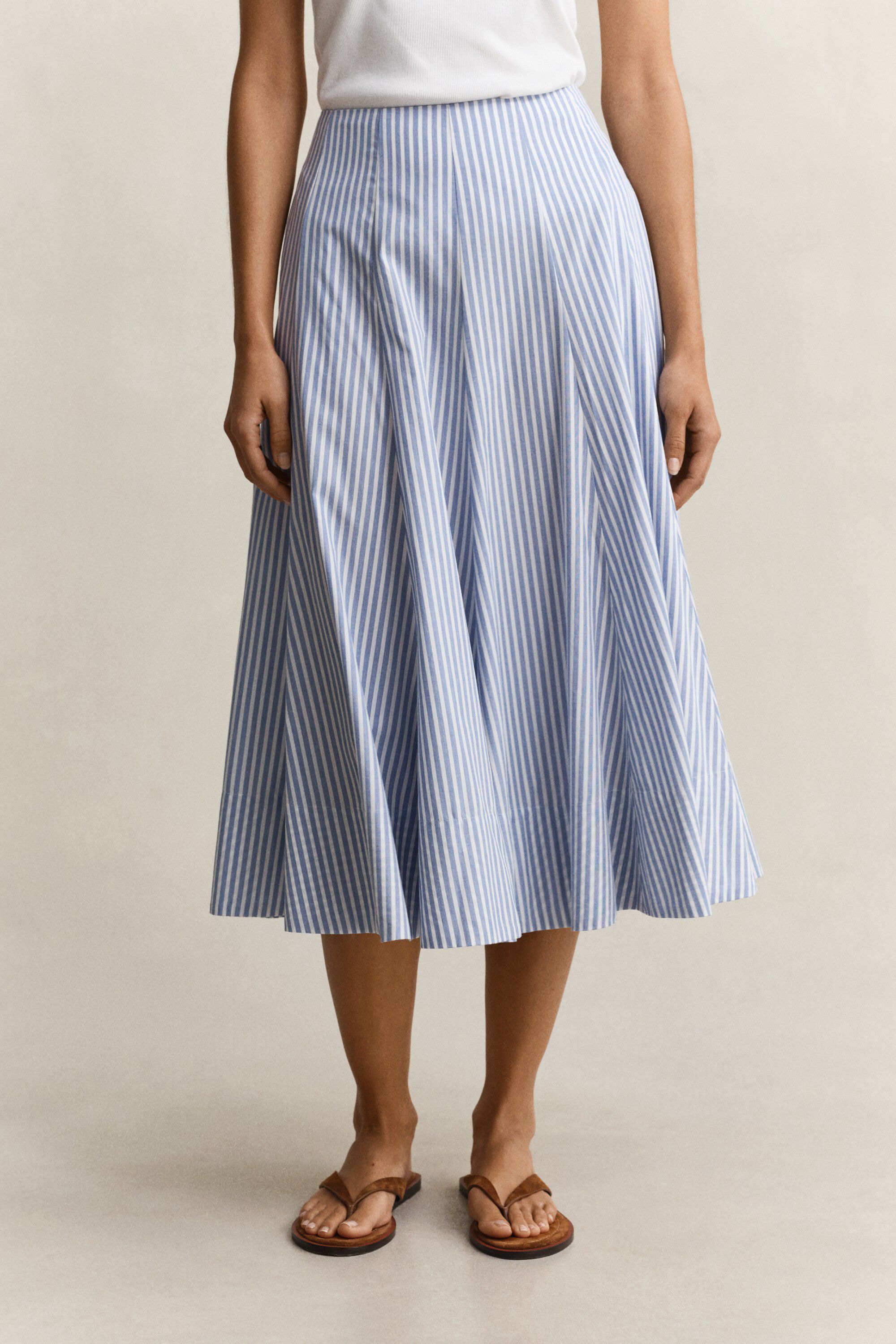 STRIPE CTN PANEL MIDI SKIRT
