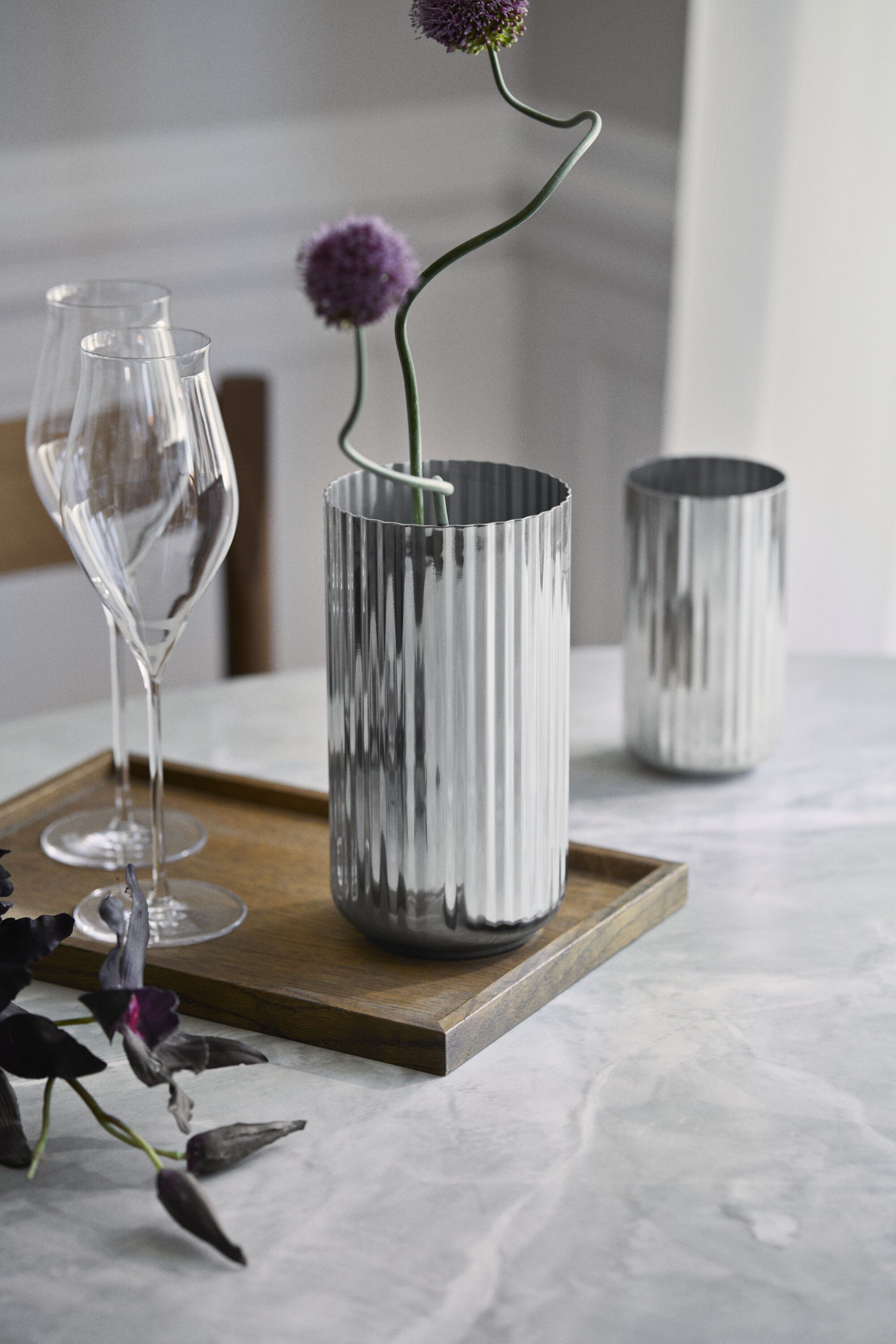 Lyngby Vase H15. 5 cm st&aring;l rustfrit st&aring;l