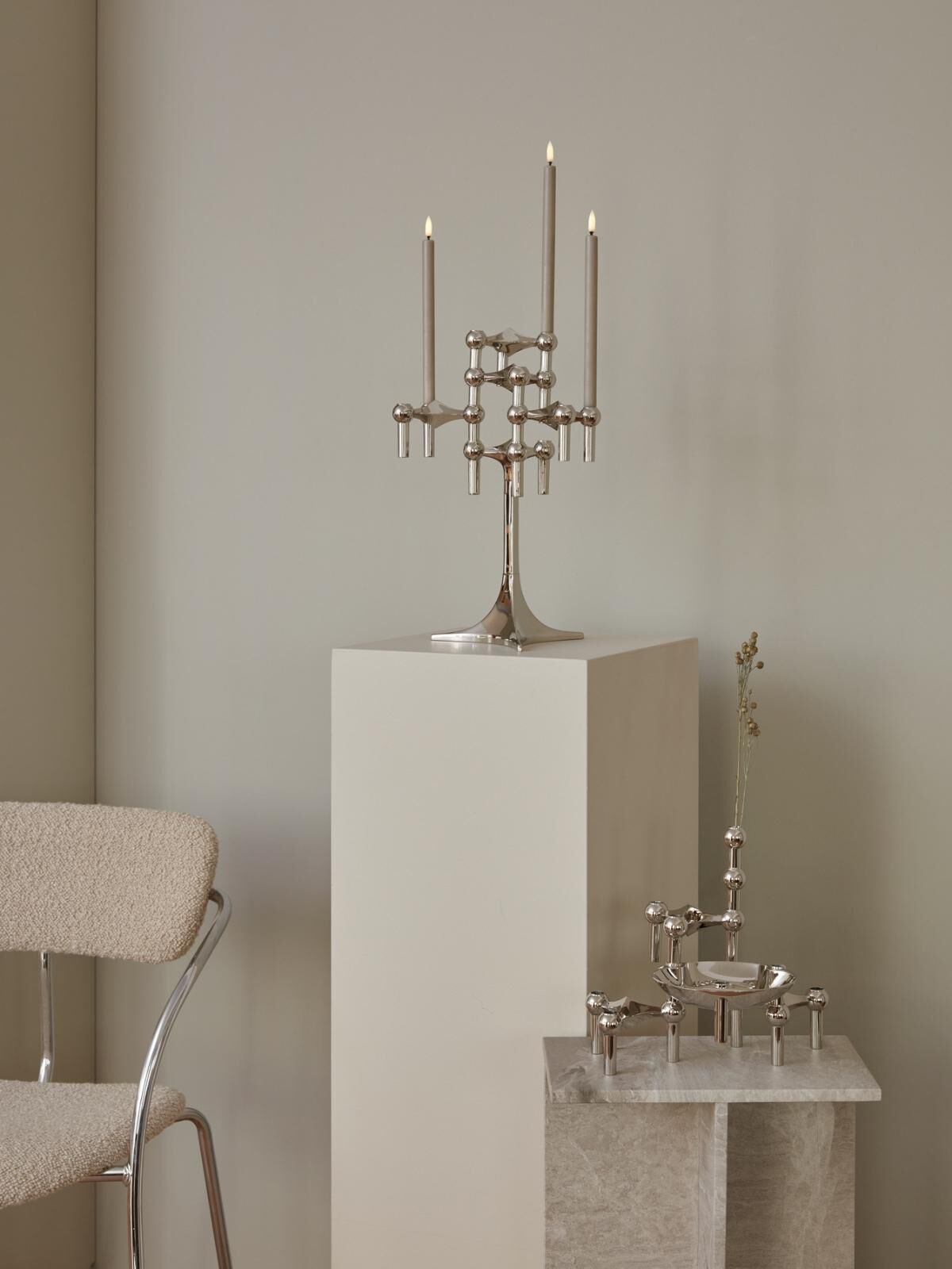 STOFF Nagel ljusstake krom