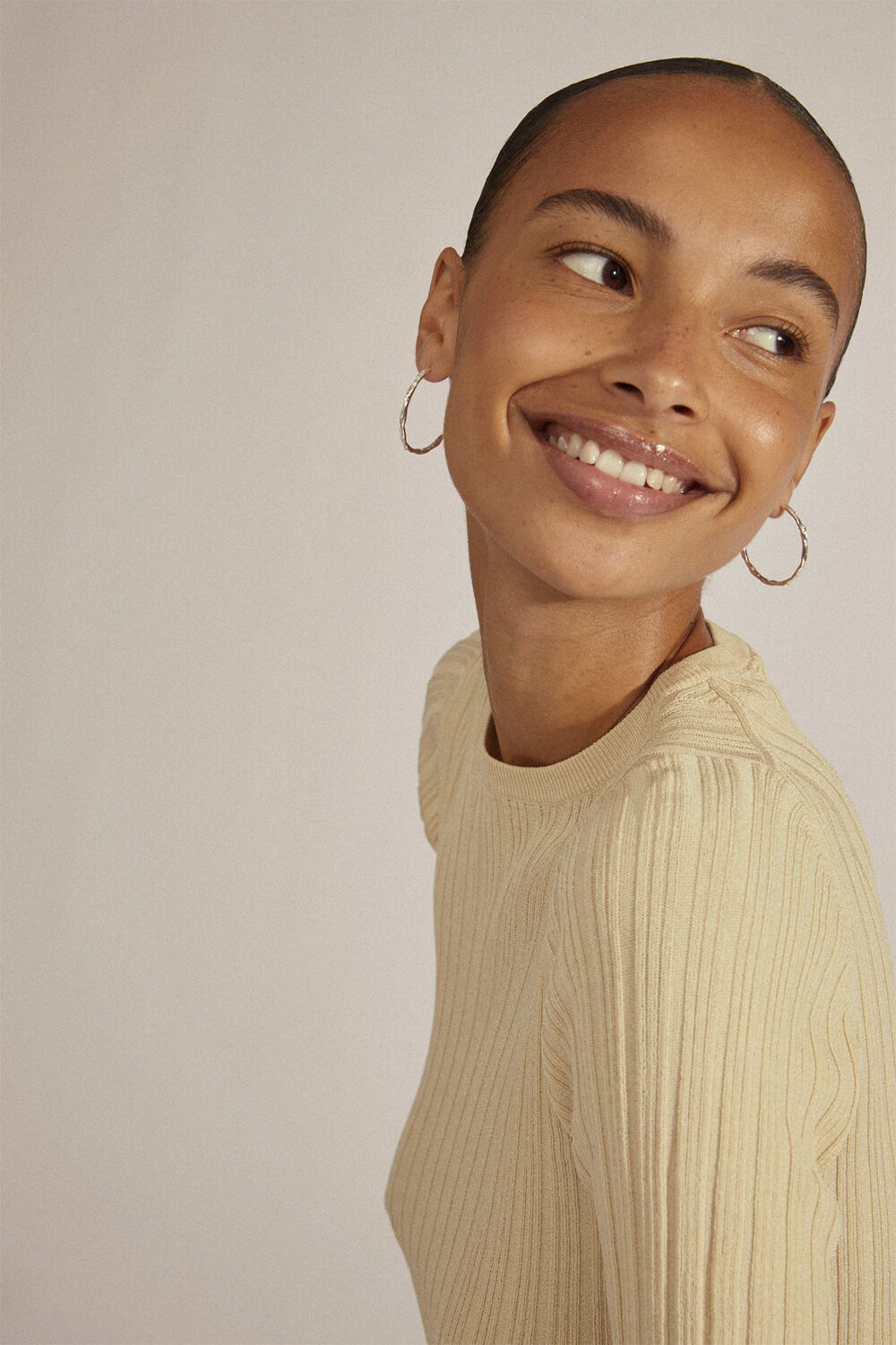 EDDY recycled organic shaped maxi hoops silver-plated