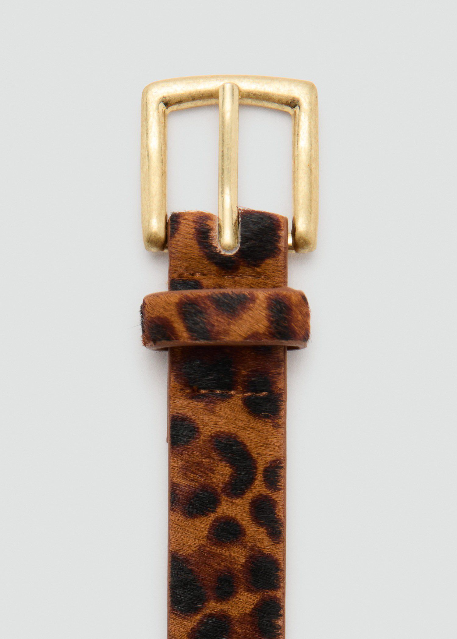 Leopard fur leather belt