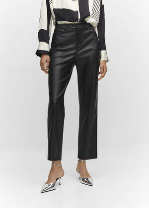 Leather-effect straight trousers