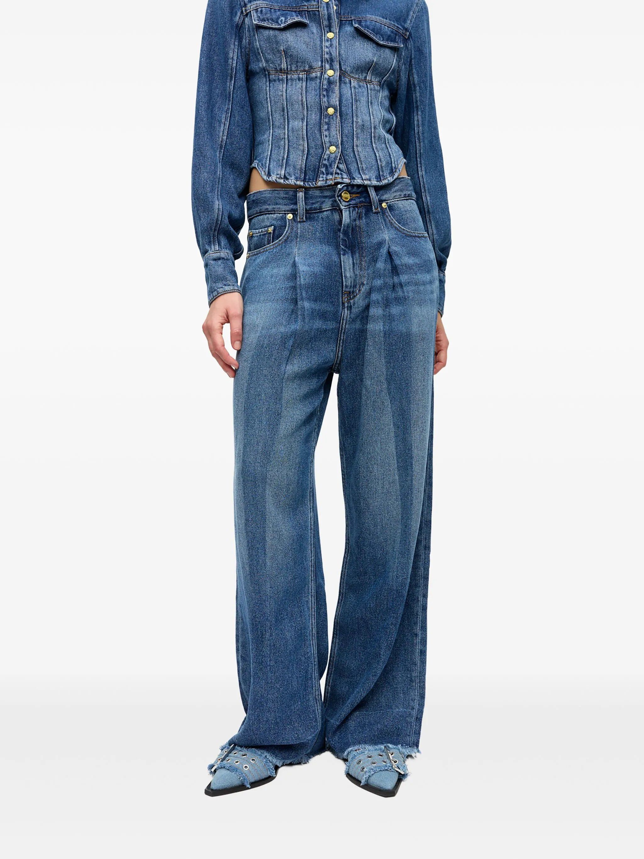 Light Denim Pleated Jeans