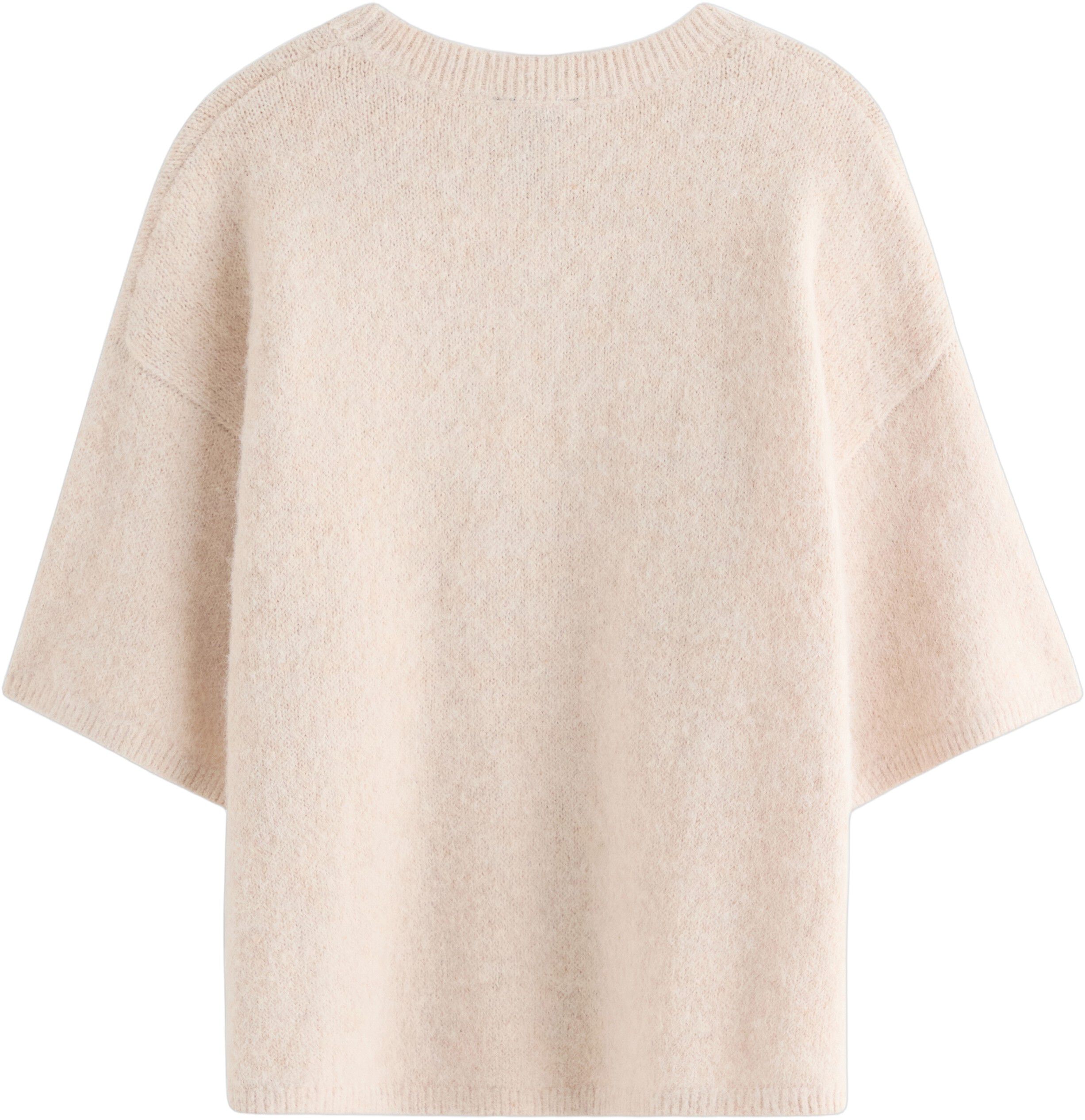 Strikket tr&oslash;je med korte &aelig;rmer og e