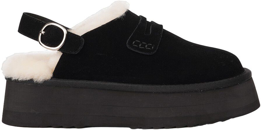 SIPLE - SUEDE MULES WITH HEEL STRAP AND SHEARLING