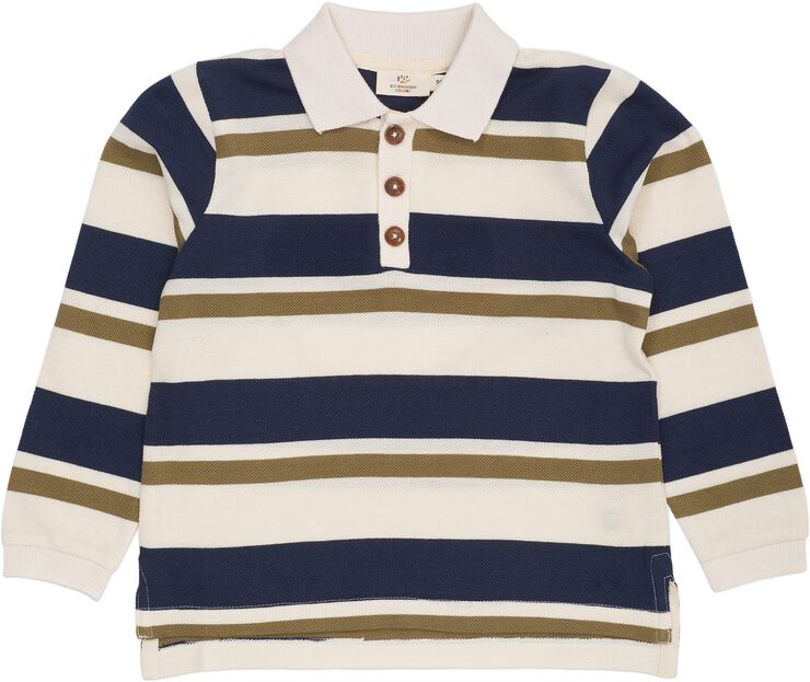 STRIPED PIQUE POLO W. LS