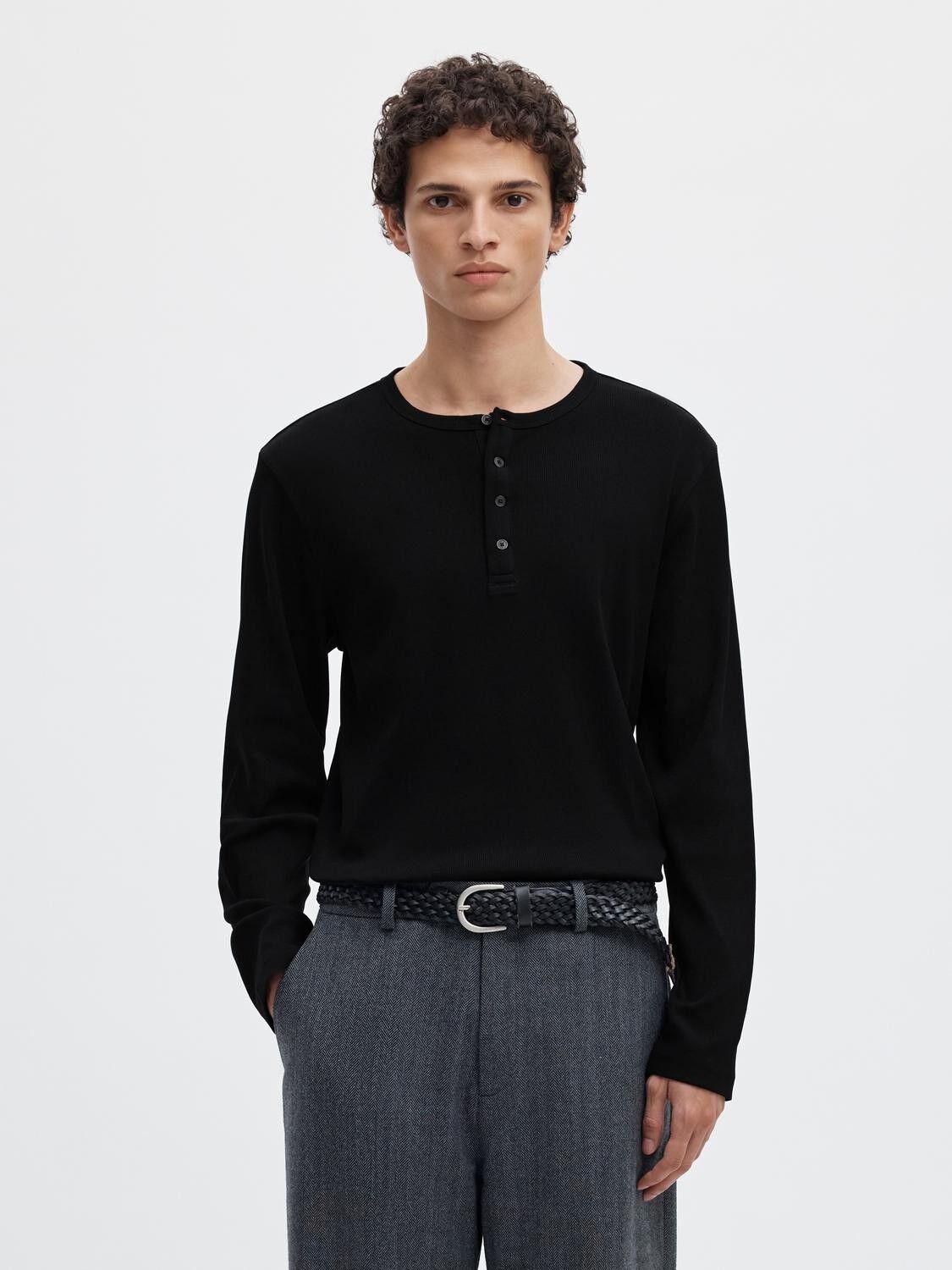 Slmaustin Rib Ls Henley Tee