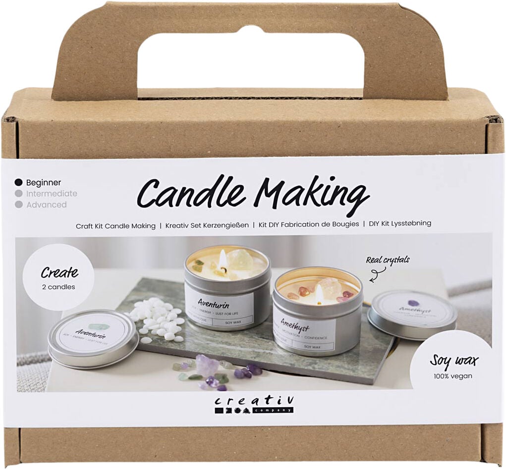 Mini DIY Kit Lysst&oslash;bning, Soyalys med aventurin og aventyst