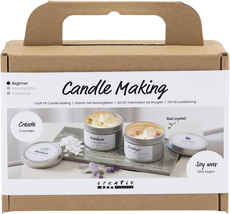 Mini DIY Kit Lysstøbning, Soyalys med aventurin og aventyst