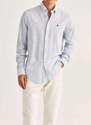 Douglas Linen Stripe Shirt-Classic Fit