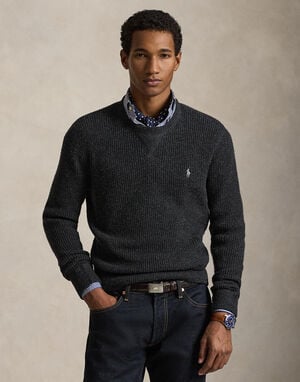 Waffle-Knit Wool-Cotton Sweater