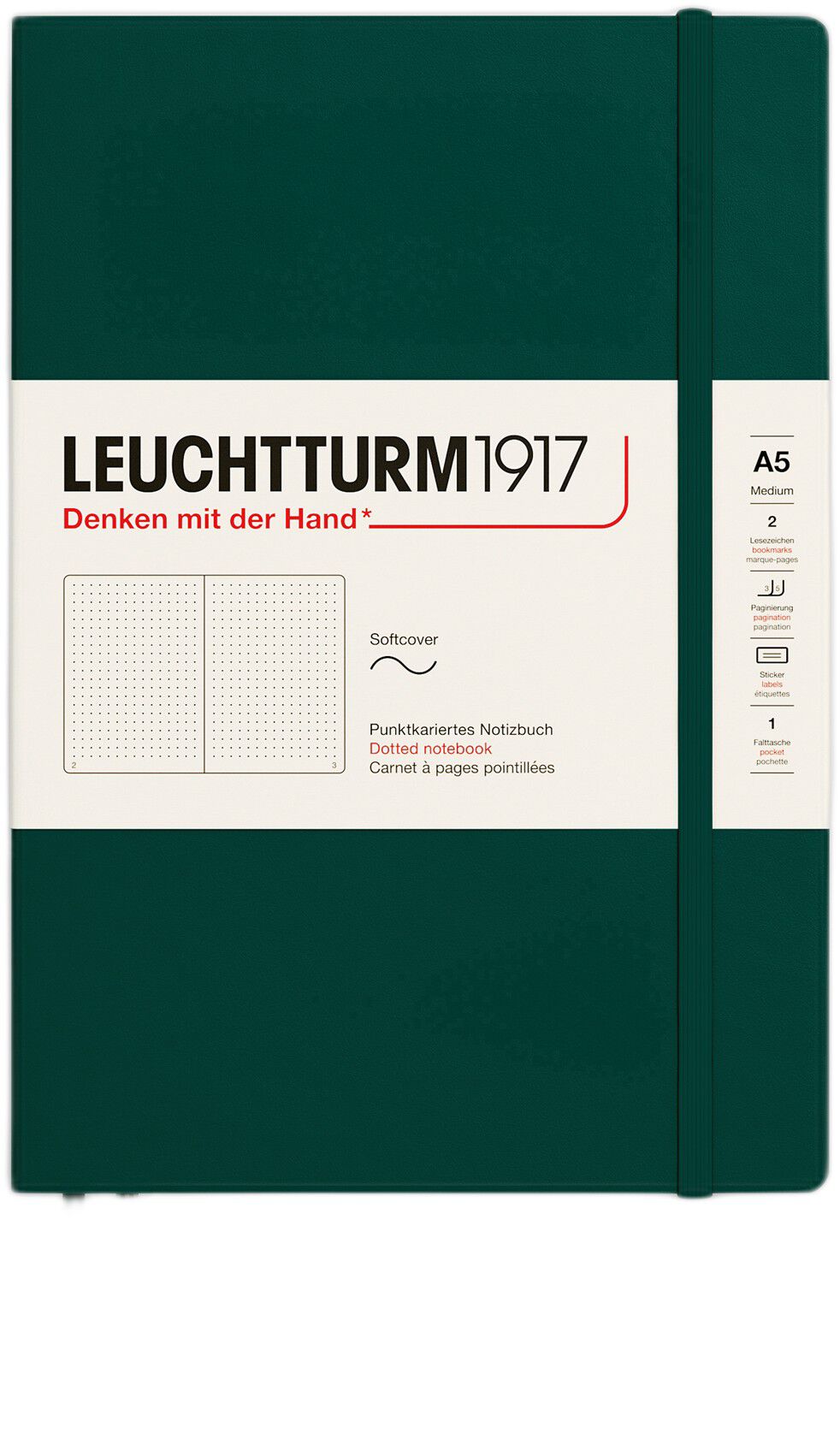 LT1917 Notesbog A5 Prikket SC - Forest Green 367269