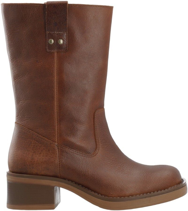 BIAMARY Mid Pull On Boot Pull Up Leather