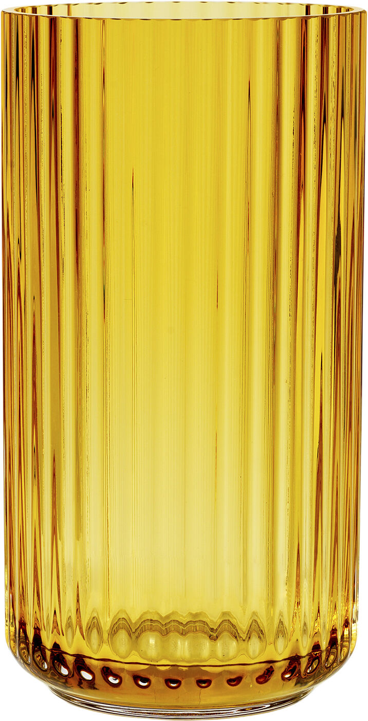 Lyngbyvase H15,5 amber mundbl&aelig;st glas