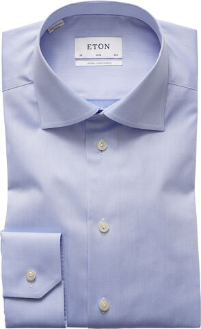 Light Blue Signature Twill Shirt  Extra Long Sleeves - Slim Fit