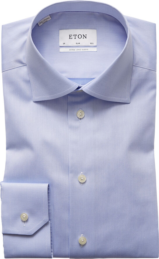 Light Blue Signature Twill Shirt  Extra Long Sleeves - Slim Fit