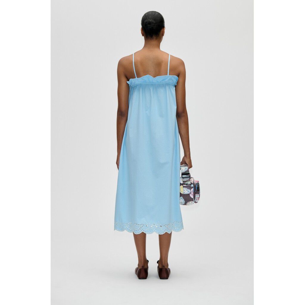 2499 Light Cotton, Scalloped Strap Midi Dress