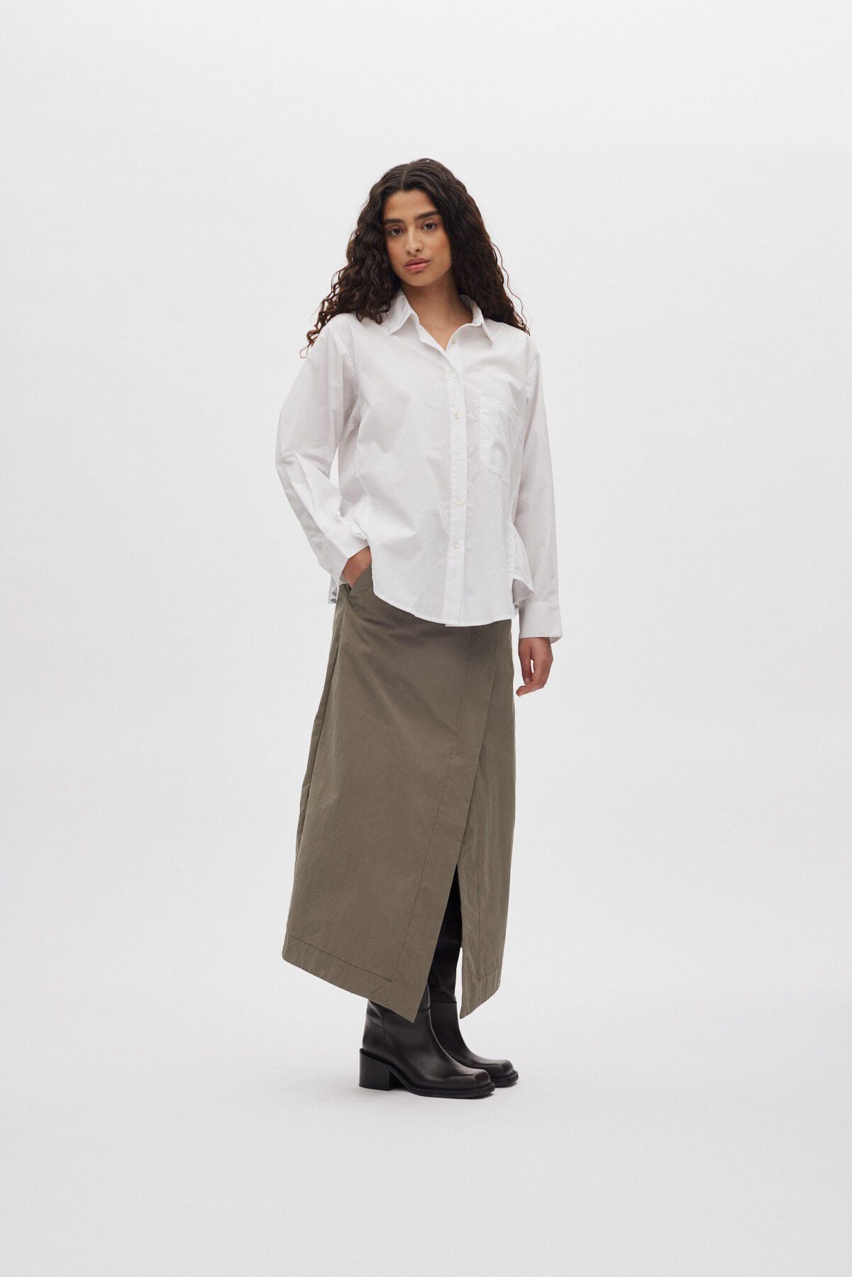 Poplin side gather shirt - Djana